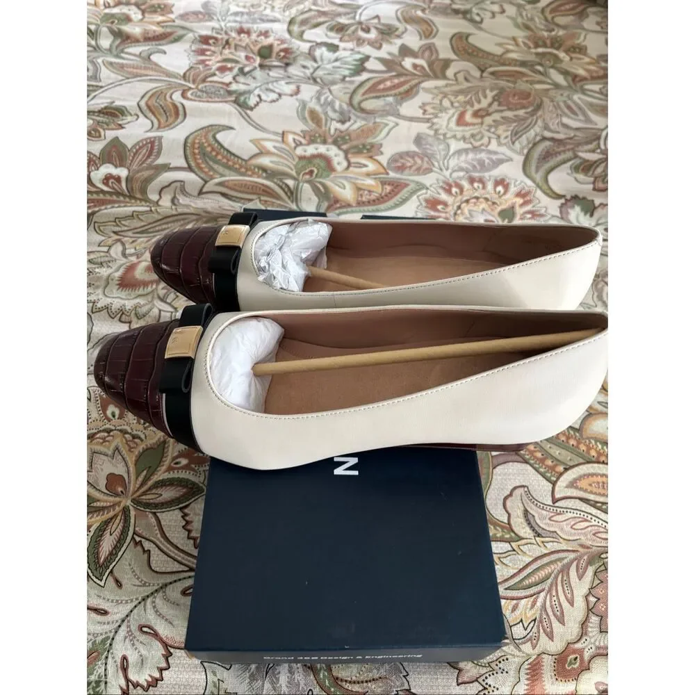 NIB Cole Haan Go-To Malta Leather Closed Cap Toe Bow Wedge